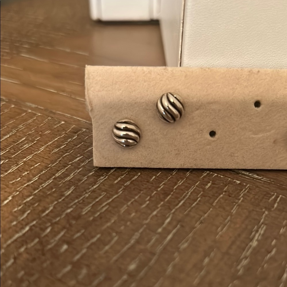 Silver and Black Striped Stud Earrings